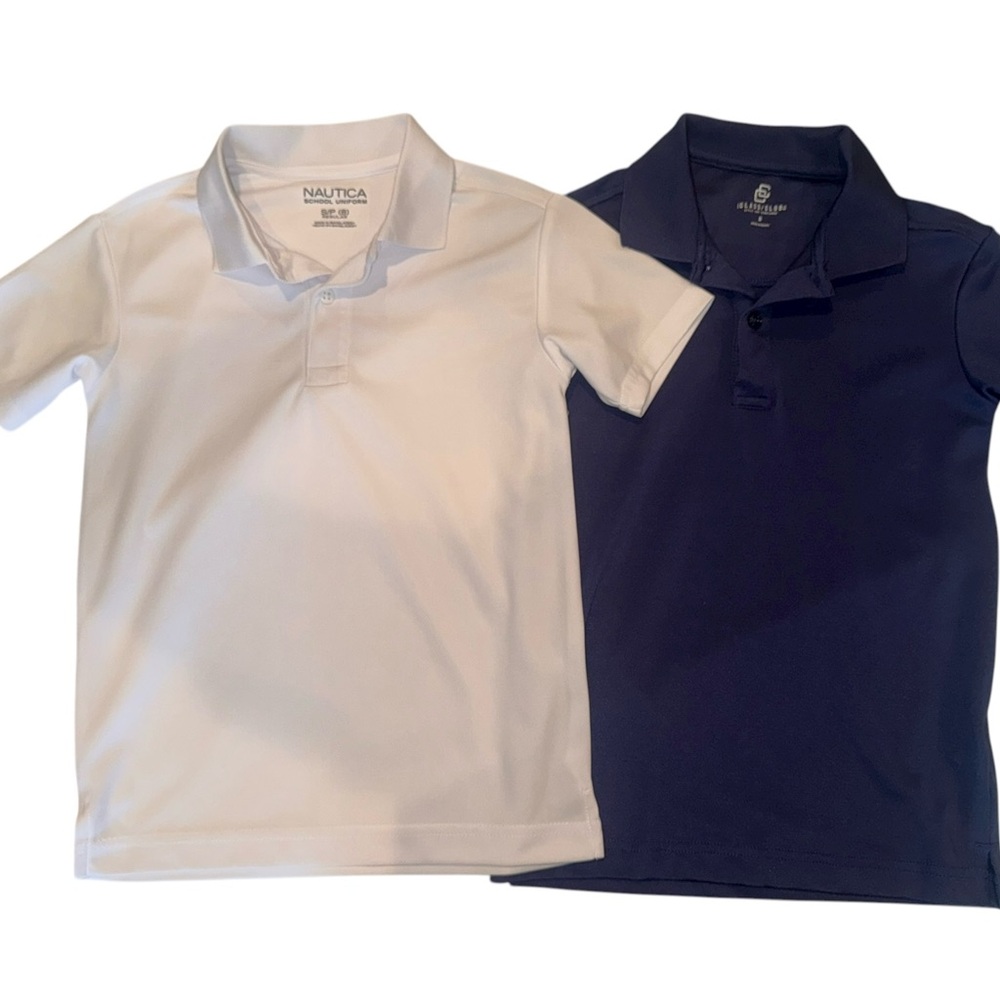 Boys Nautica and Class Club Kids Polo Shirt Set - White and Navy school shirts